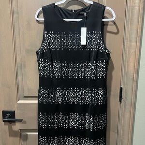 White House Black Market Black and White Midi Dress